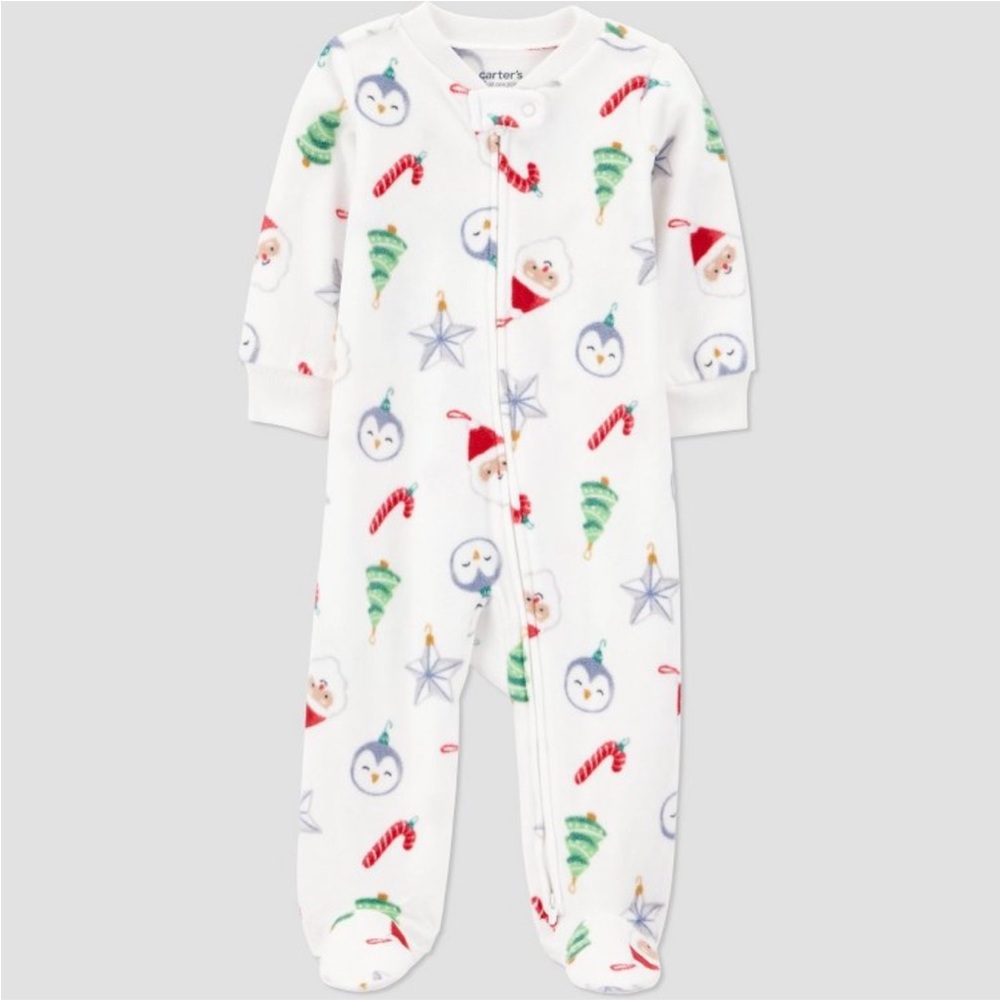 Carter's Holiday Print White Footie